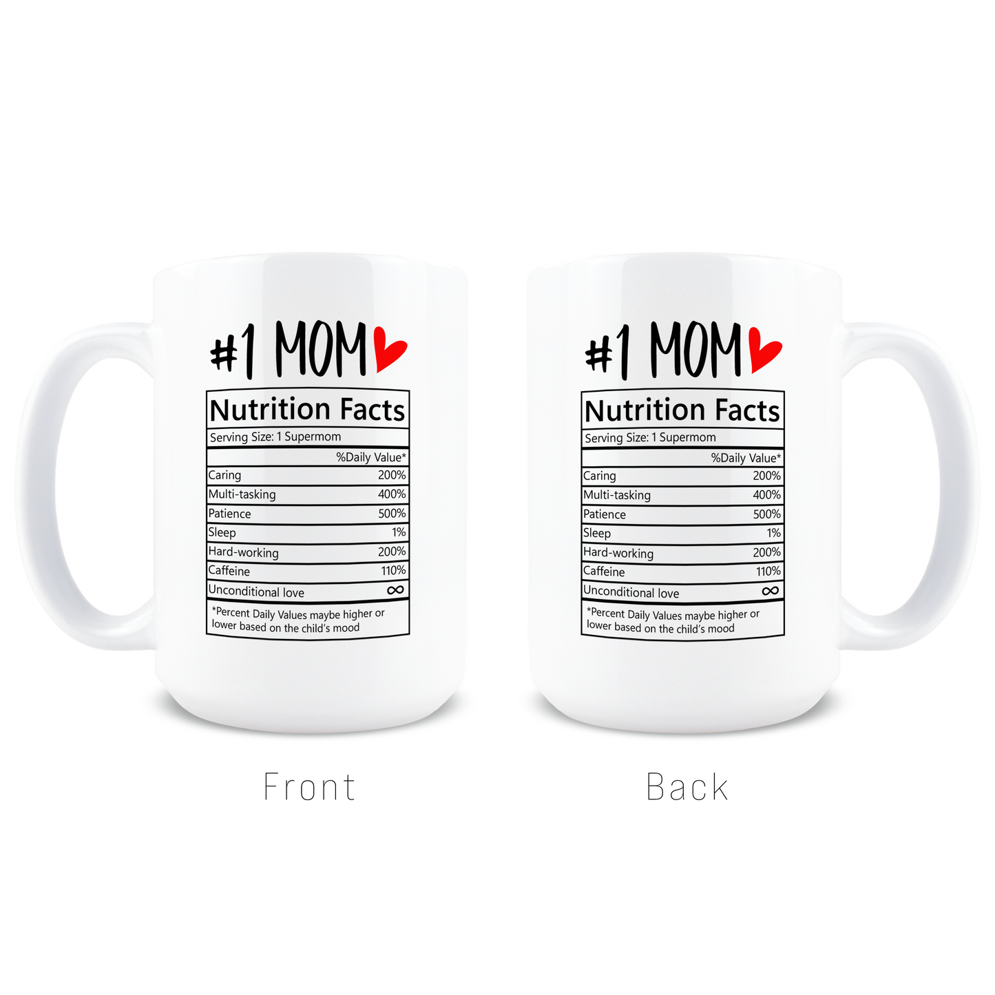 Mom Nutrition Facts Coffee Mug