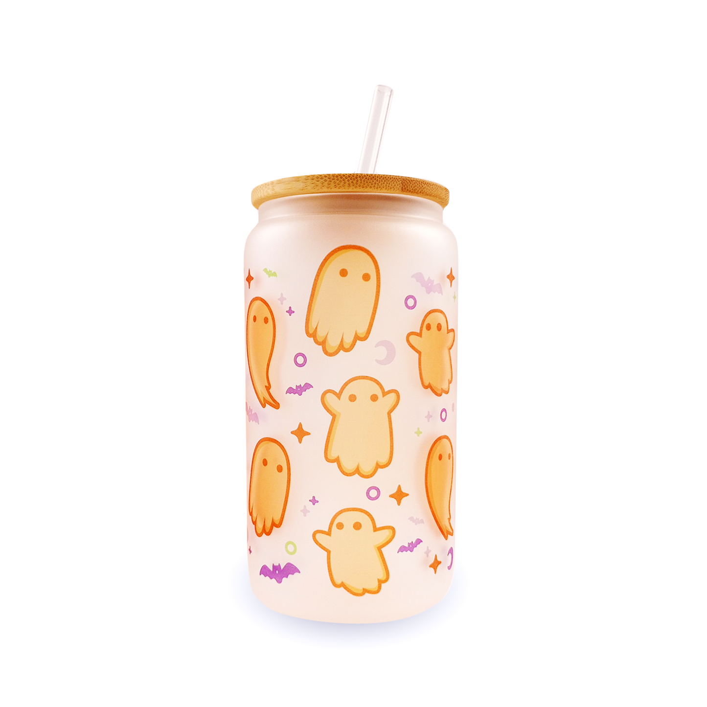 Halloween Glass Can - Ghosts