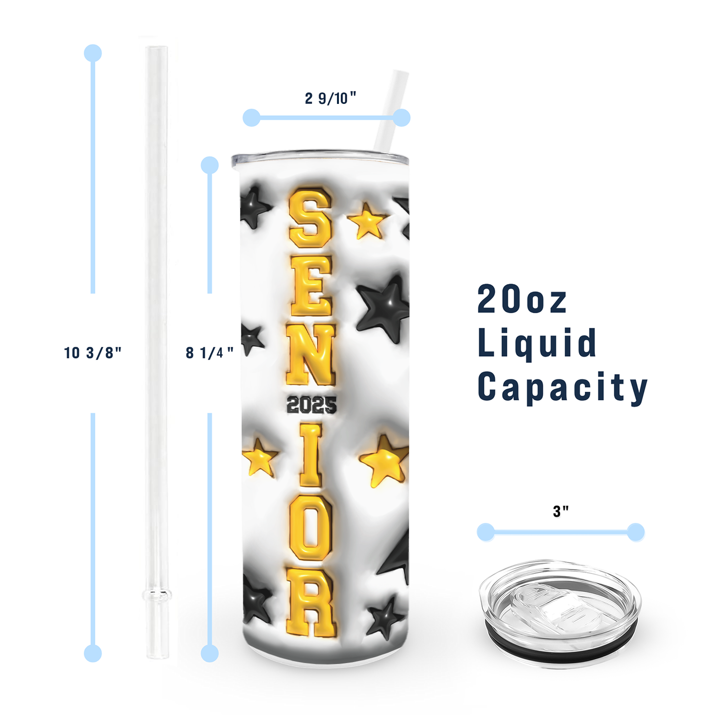 20oz Graduation Tumbler - 3D Seniors