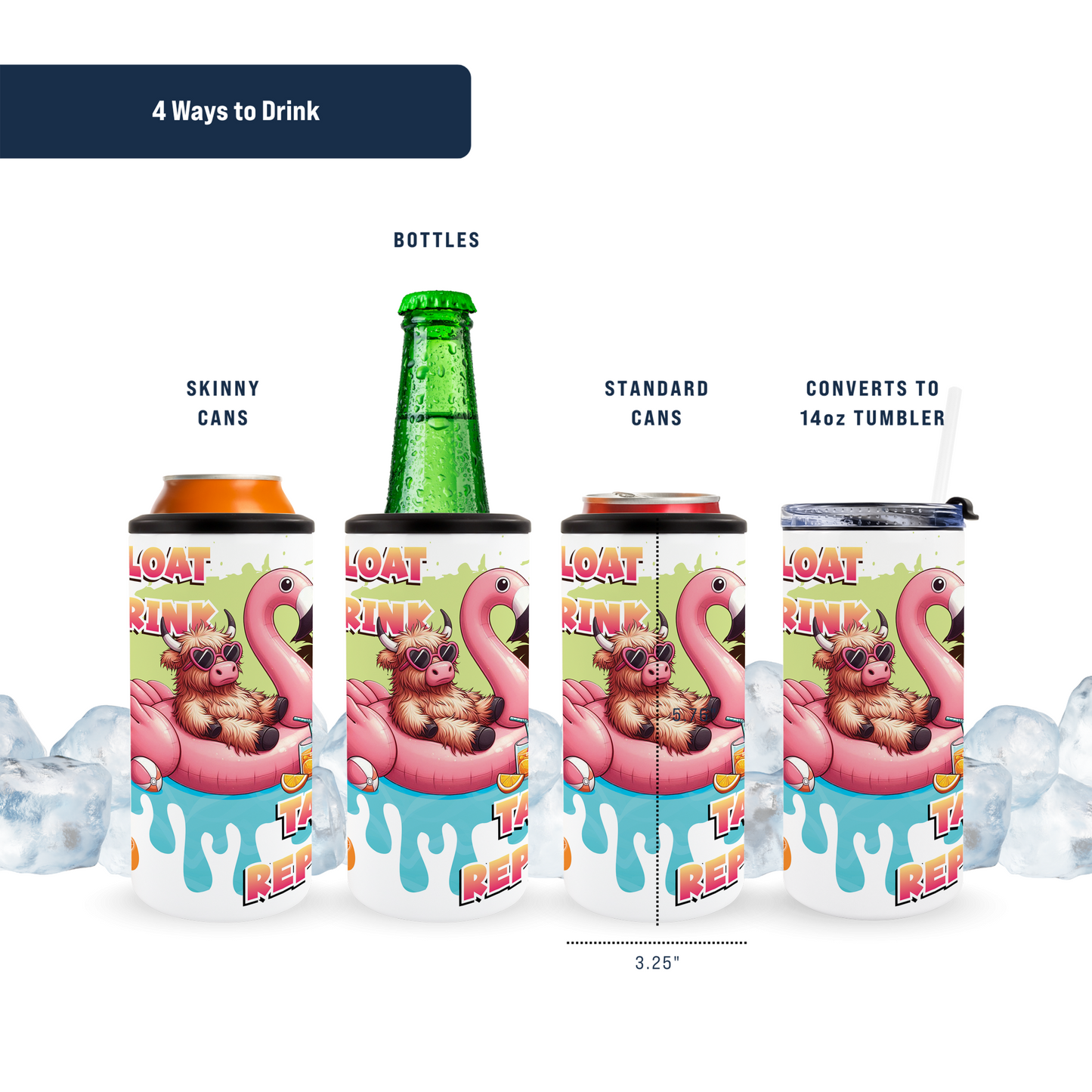 4 in 1 Can Cooler - Float Drink Tan