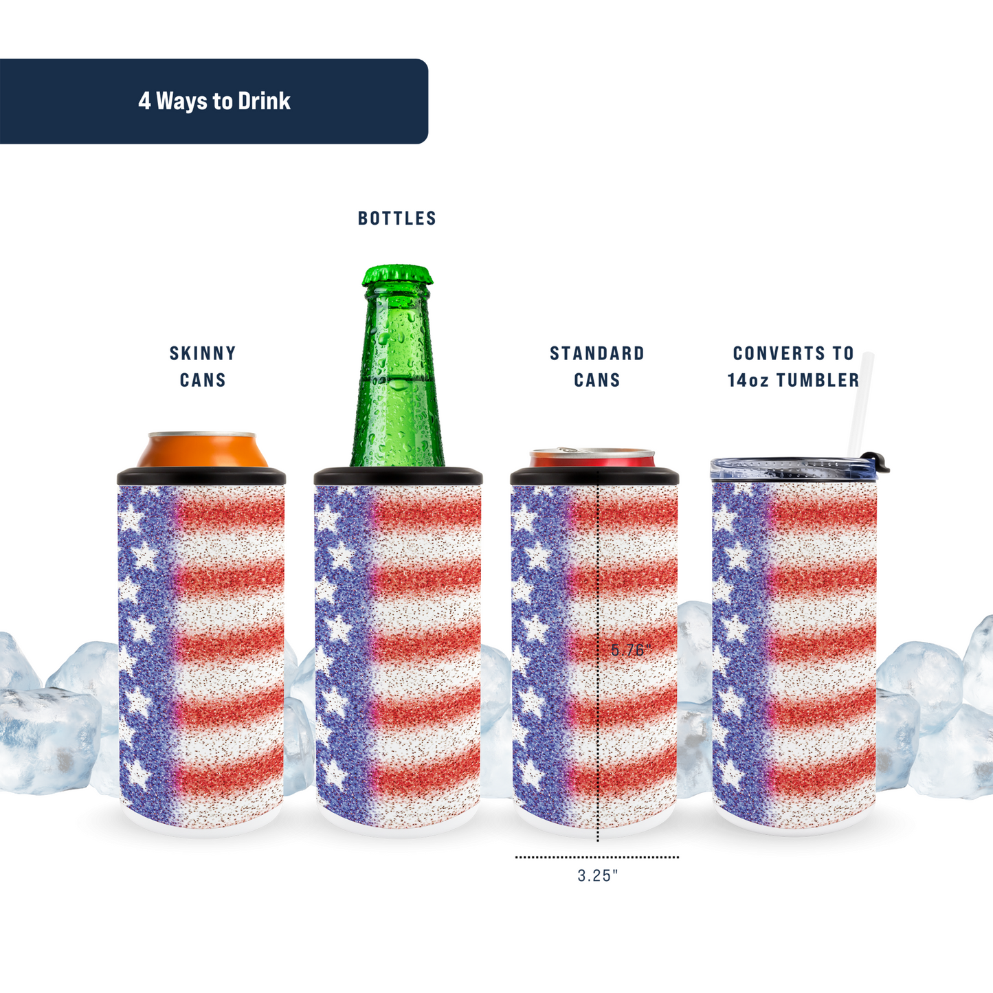 4 in 1 Can Cooler - American Flag