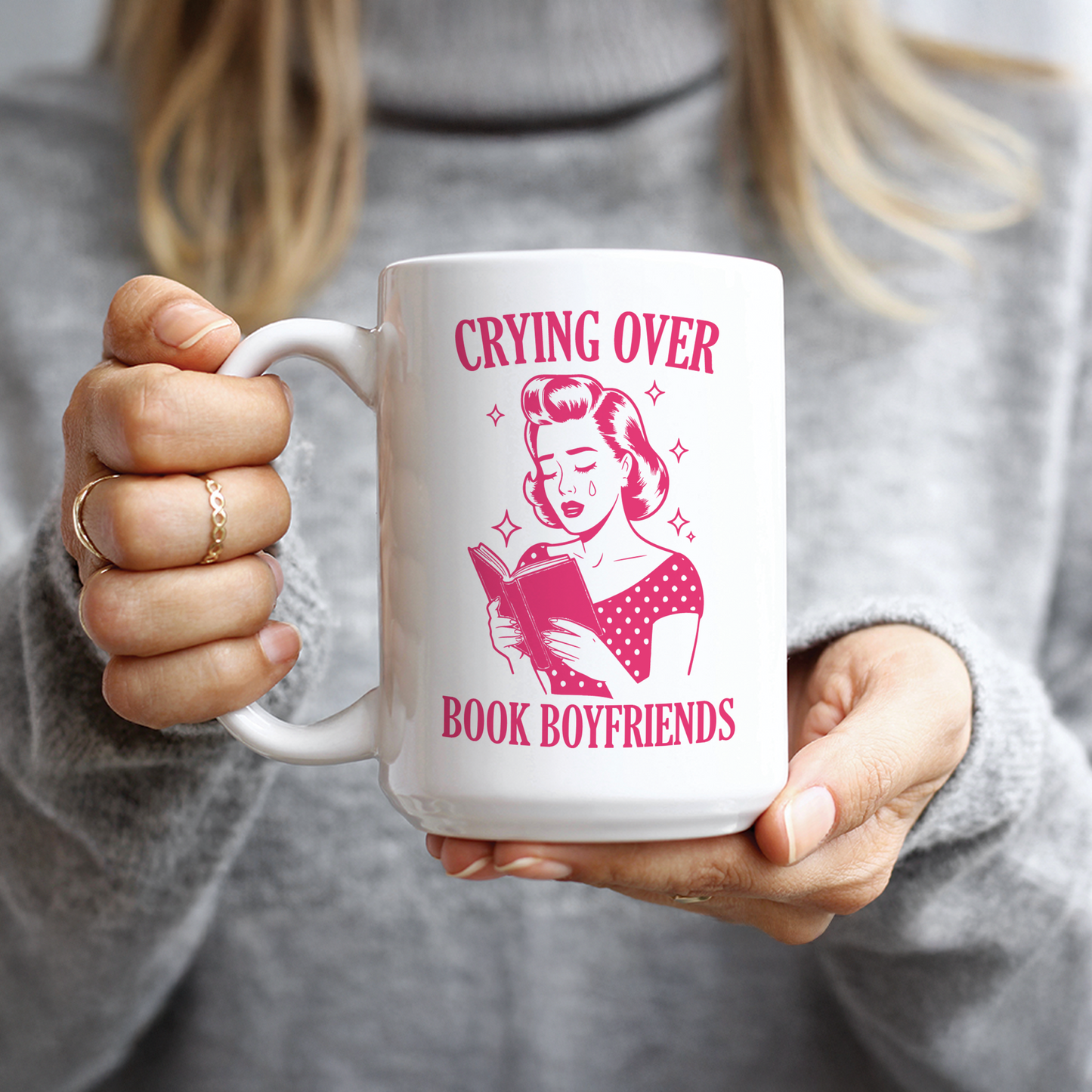 Crying Over Book Boyfriends Coffee Mug