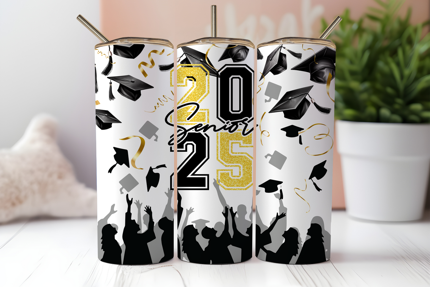 20oz Graduation Tumbler - Confetti Cap Toss