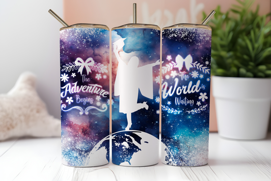 20oz Graduation Tumbler - Galaxy Star Sparkle