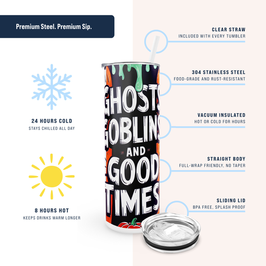 Halloween 20oz Glow in the Dark Tumbler - Ghosts Goblins and Good Times