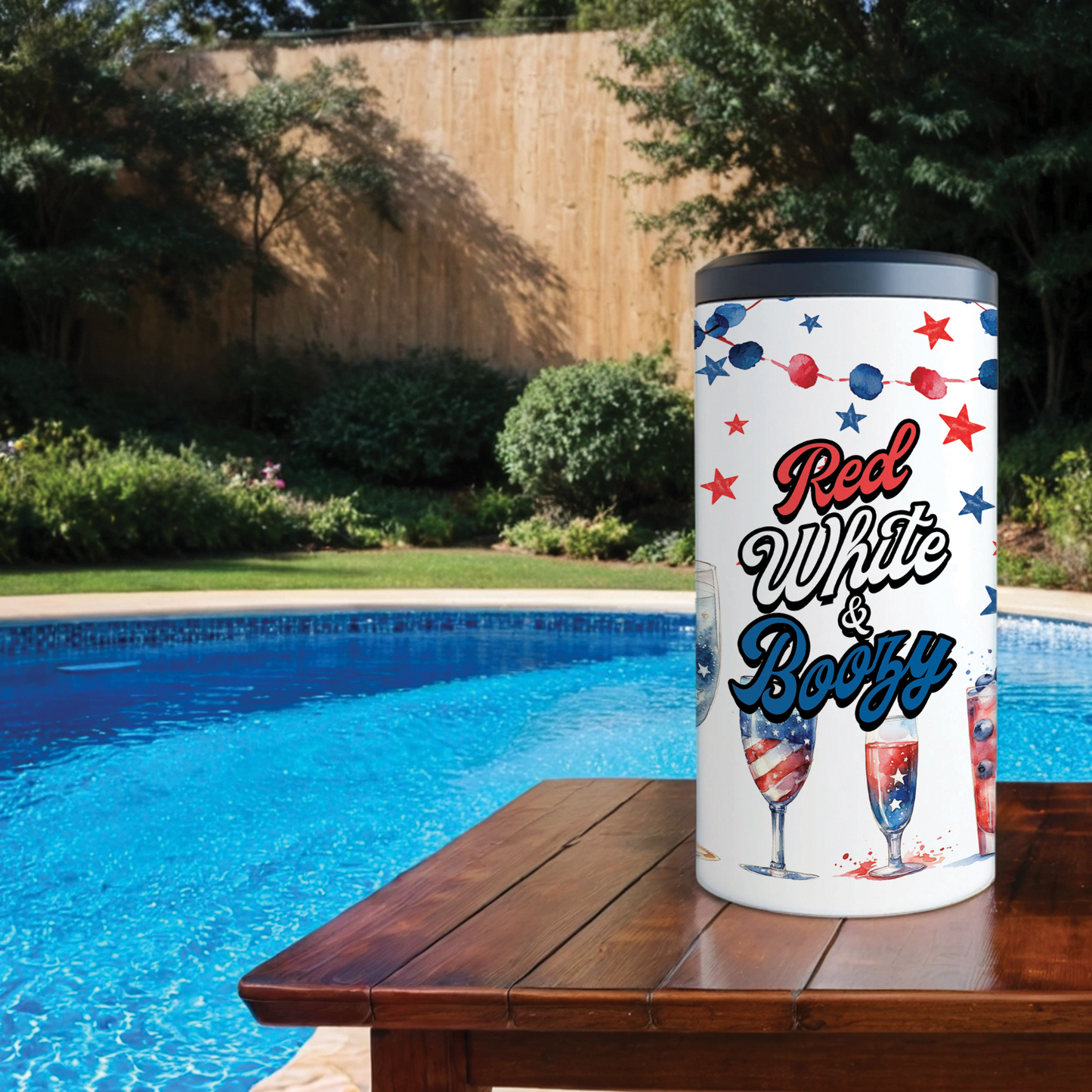 4 in 1 Can Cooler - Red White & Boozy