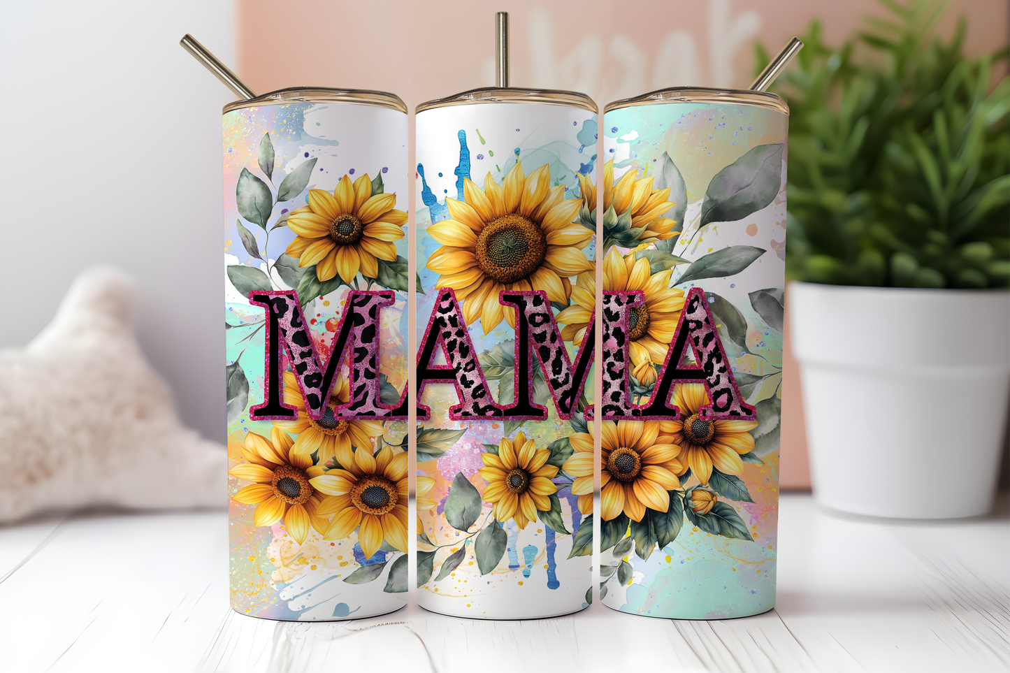 20oz Skinny Tumbler for Mom - Leopard Mama