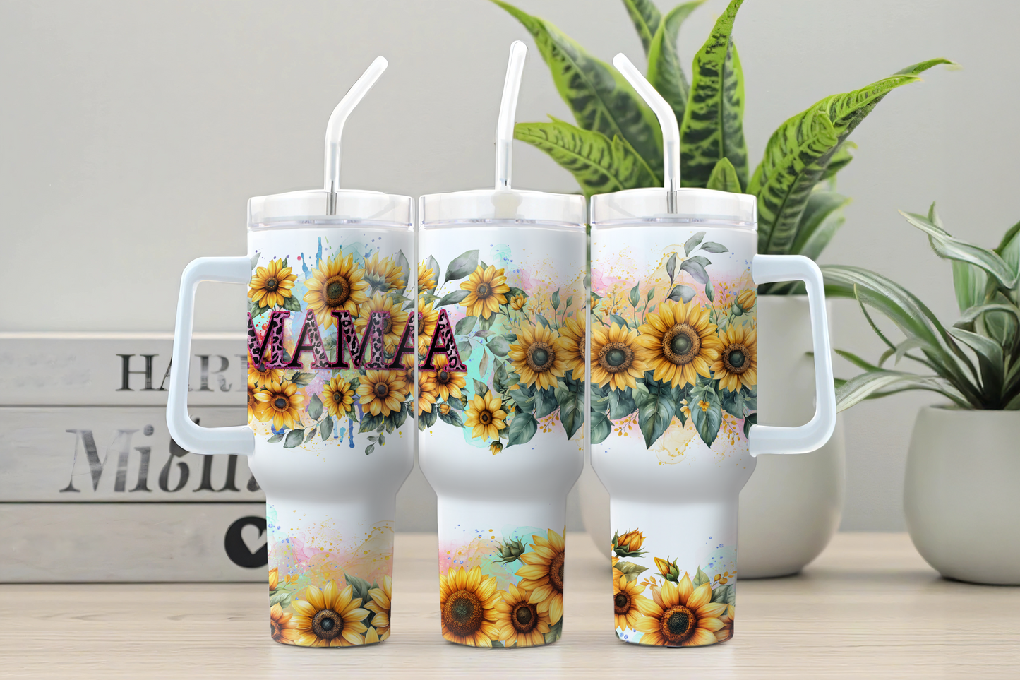 40oz Traveler Tumbler for Mom - Sunflower Mama