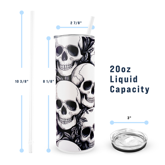 Halloween 20oz Glow in the Dark Tumbler - Skulls