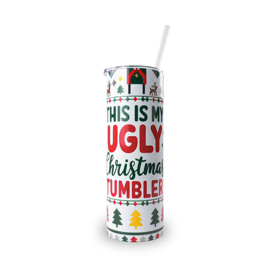 Christmas 20oz Skinny Tumbler - Ugly Christmas Sweater