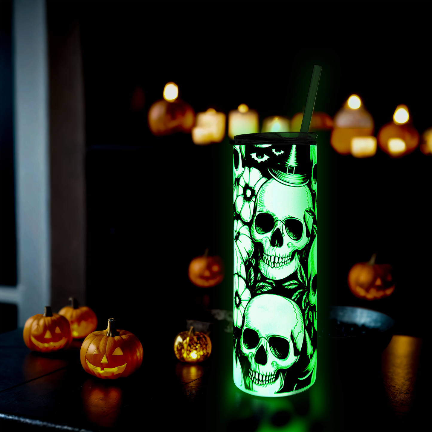 Halloween 20oz Glow in the Dark Tumbler - Skulls