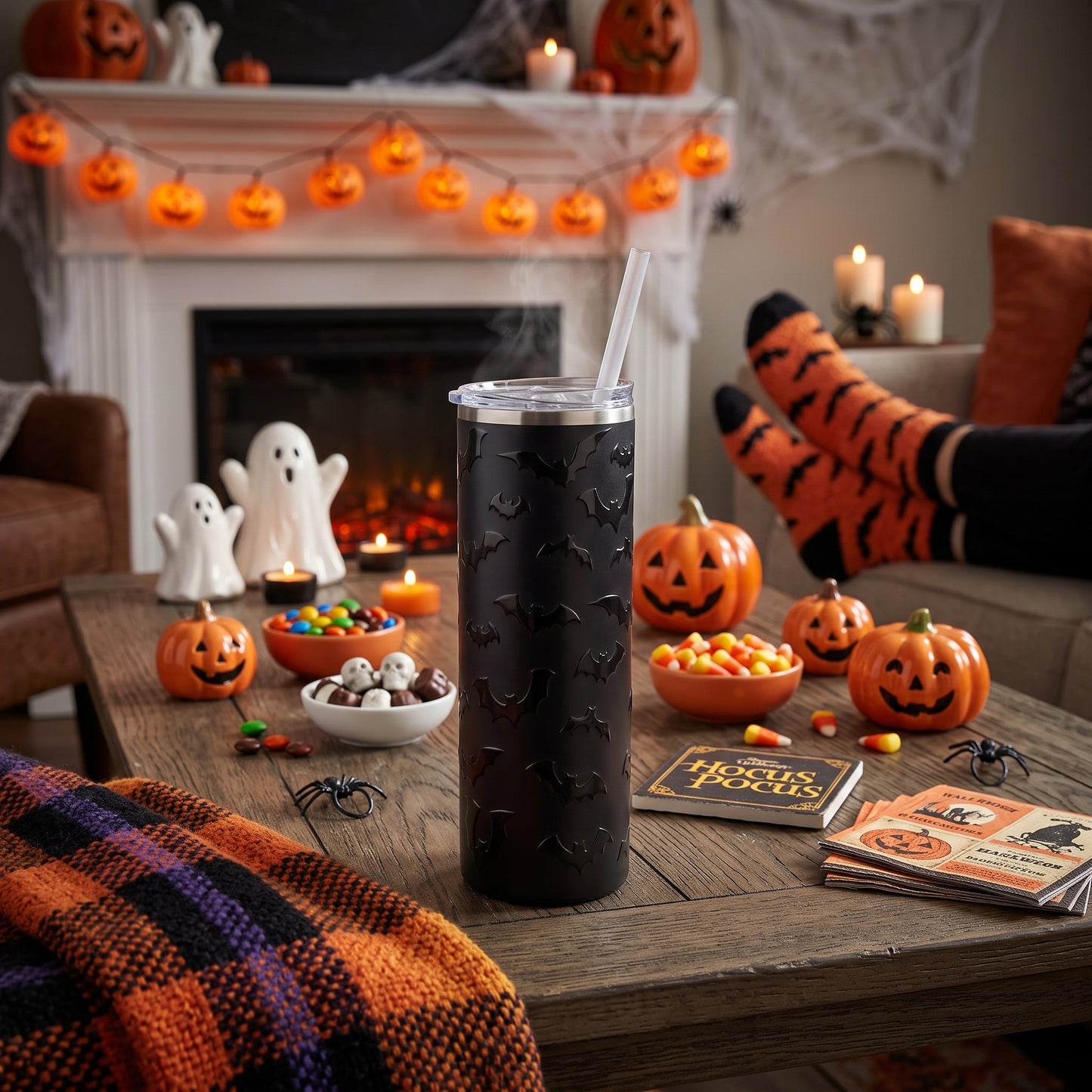 Halloween 20oz Skinny - Black Bats