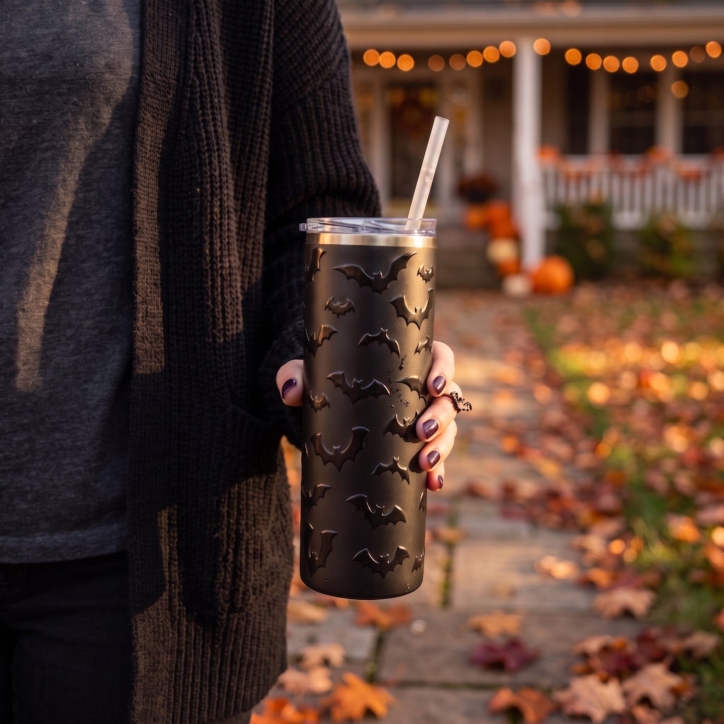 Halloween 20oz Skinny - Black Bats