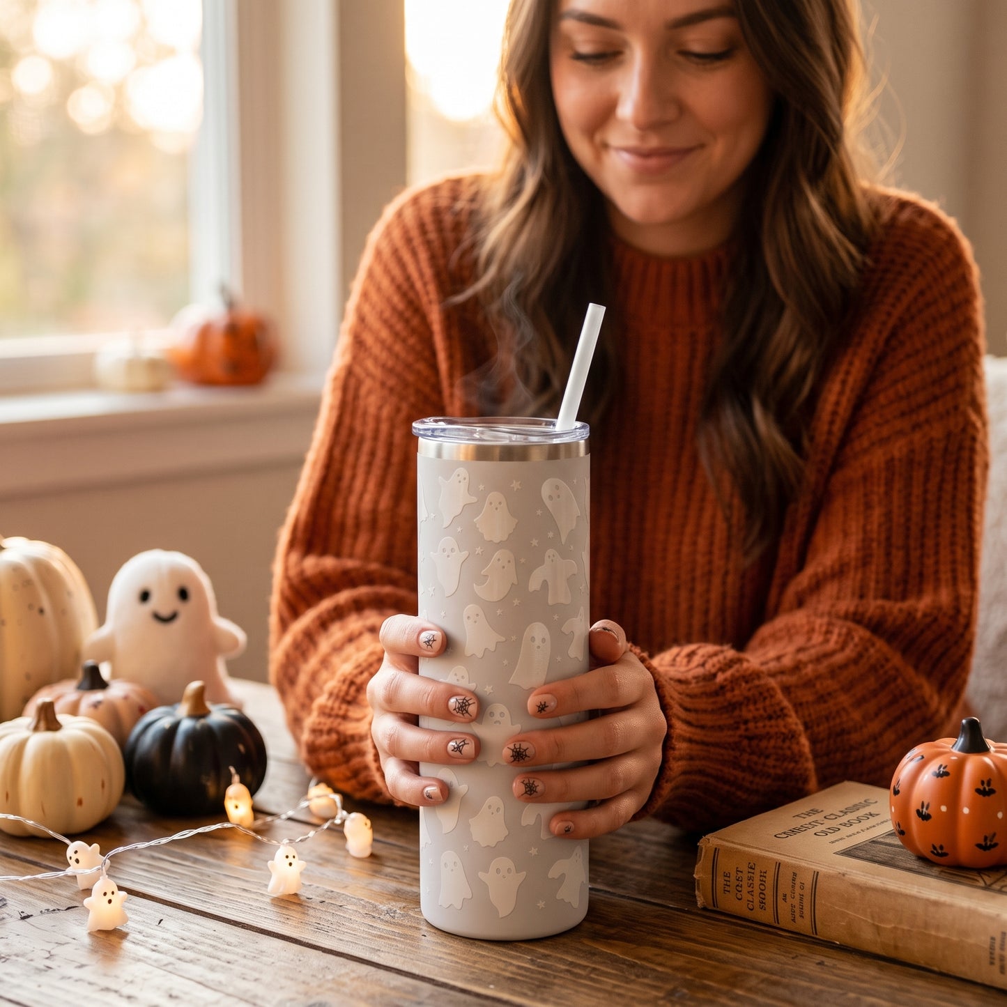 Halloween 20oz Skinny - White Ghosts