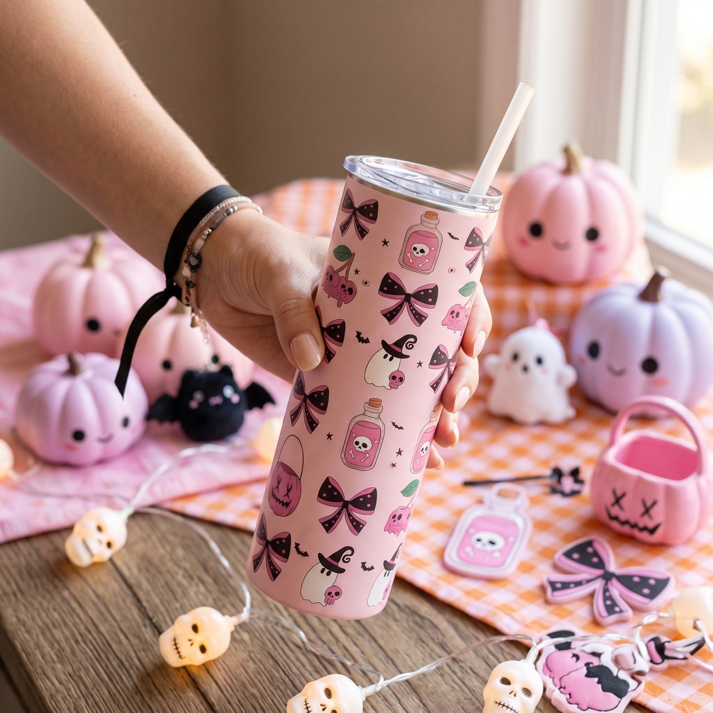 Halloween 20oz Skinny - Pink Spooky