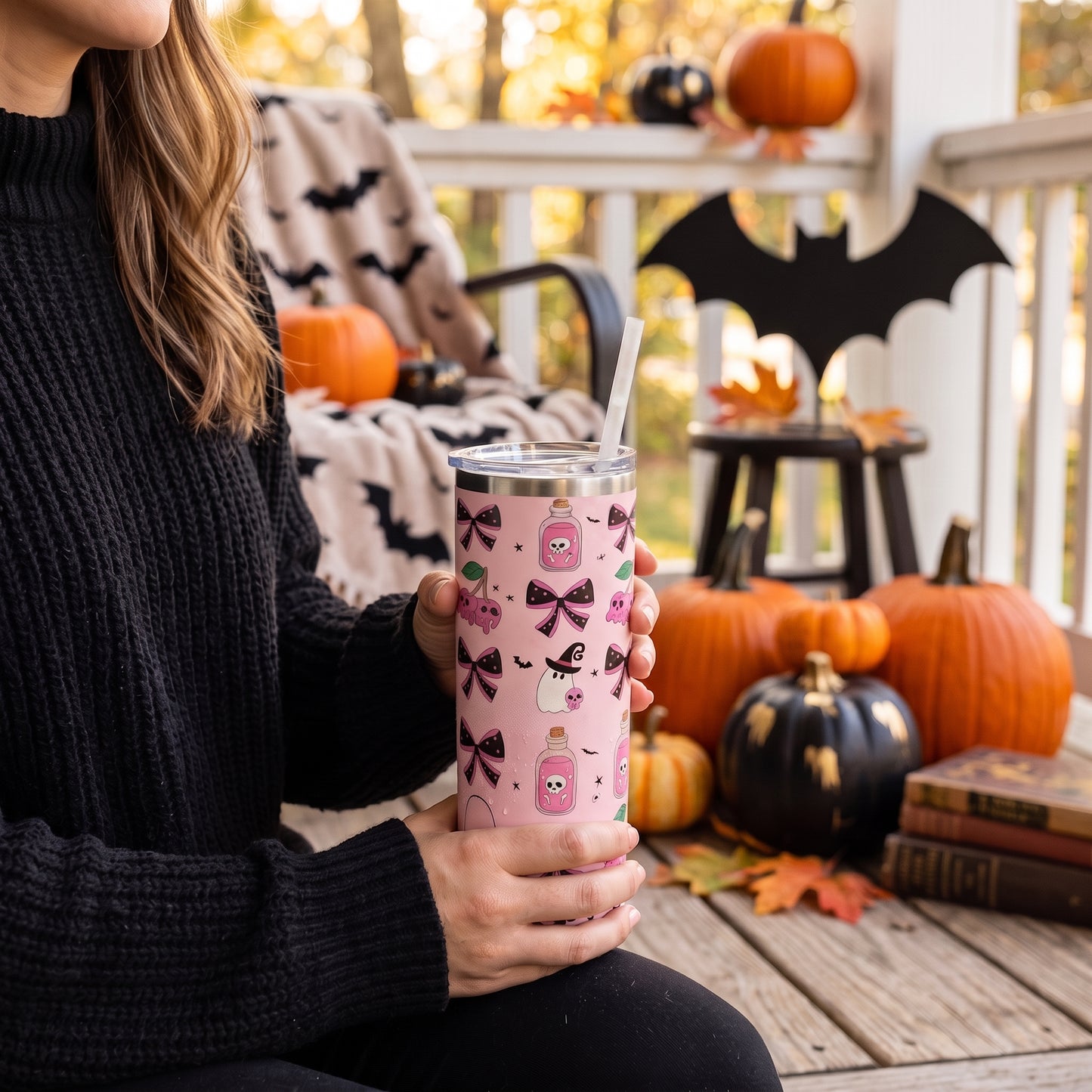 Halloween 20oz Skinny - Pink Spooky
