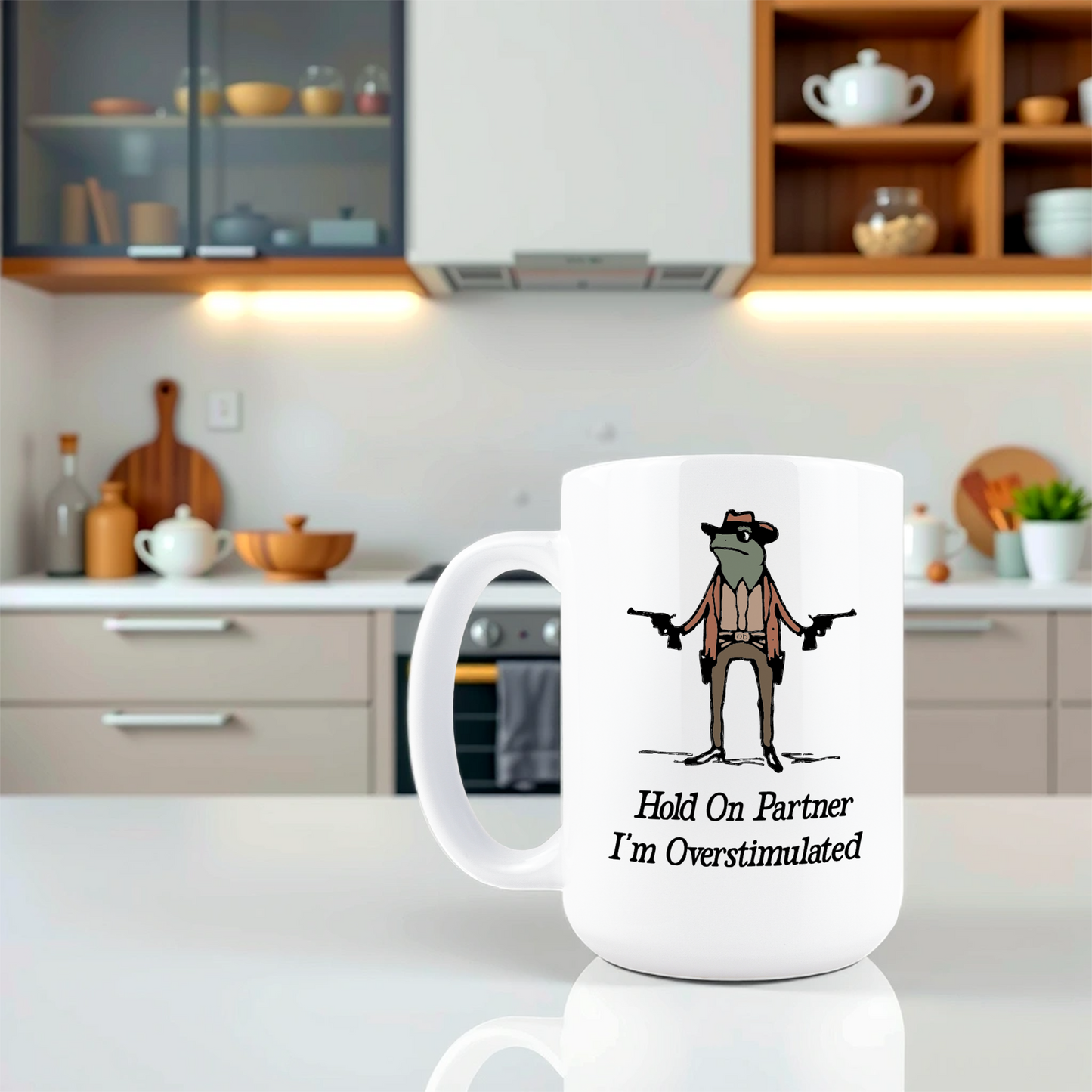 Hold on Partner I'm Overstimulated Coffee Mug