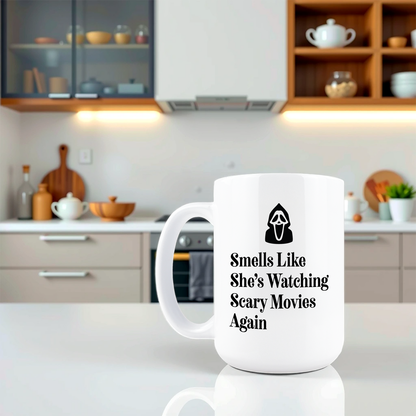 Smells Like She's Watching Scary Movies Coffee Mug