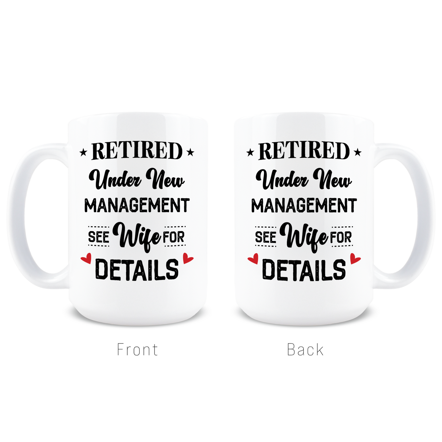 Retired Under New Management Coffee Mug