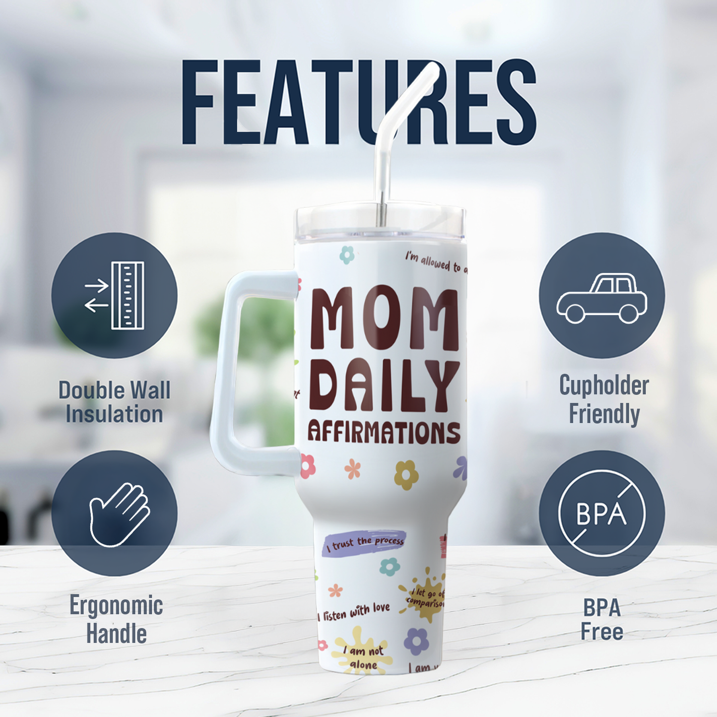 40oz Traveler Tumbler for Mom - Daily Affirmations