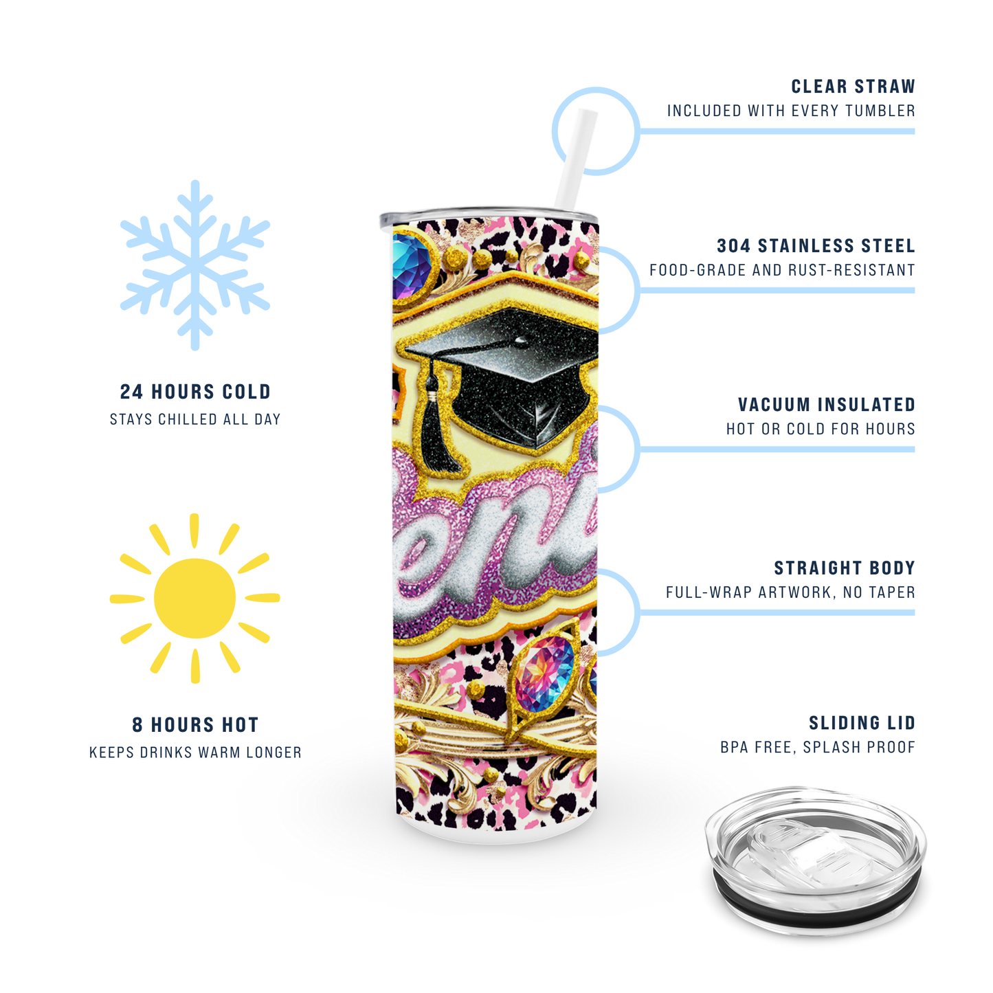 20oz Graduation Tumbler - Bejeweled Senior