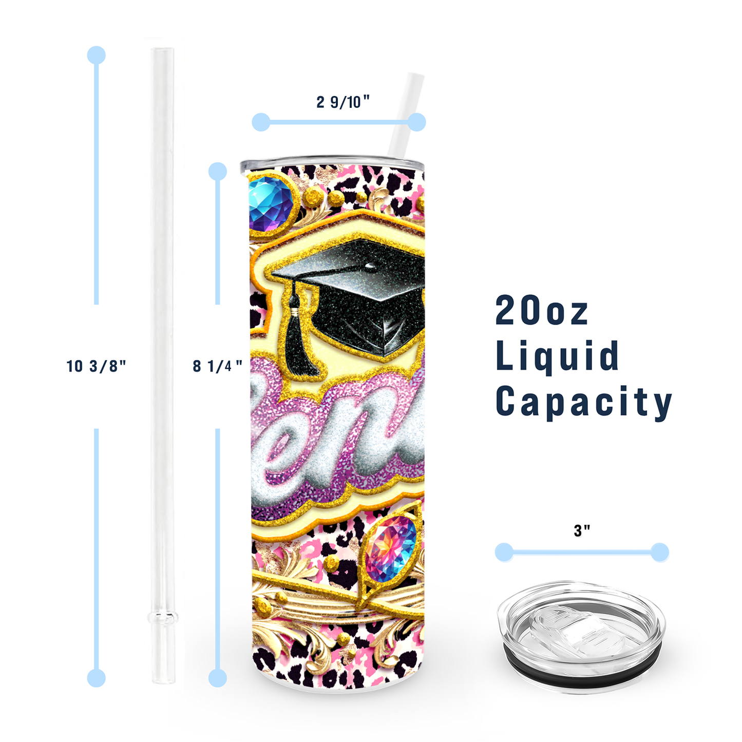20oz Graduation Tumbler - Bejeweled Senior