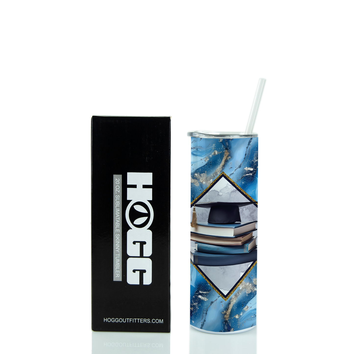20oz Graduation Tumbler - Blue Gold Senior