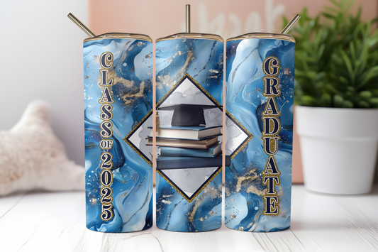 20oz Graduation Tumbler - Blue Gold Senior