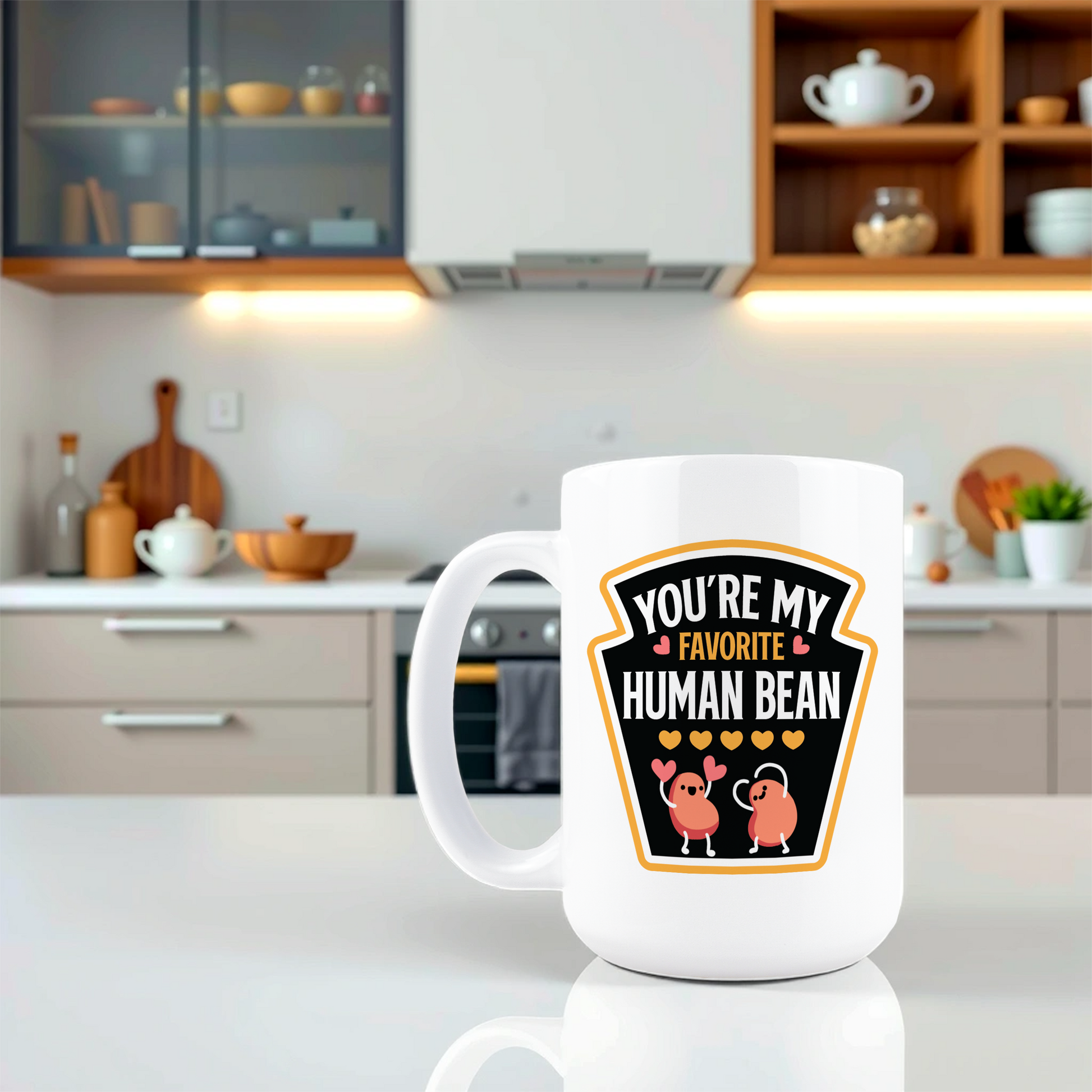 Lifestyle shot of cute love pun coffee mug