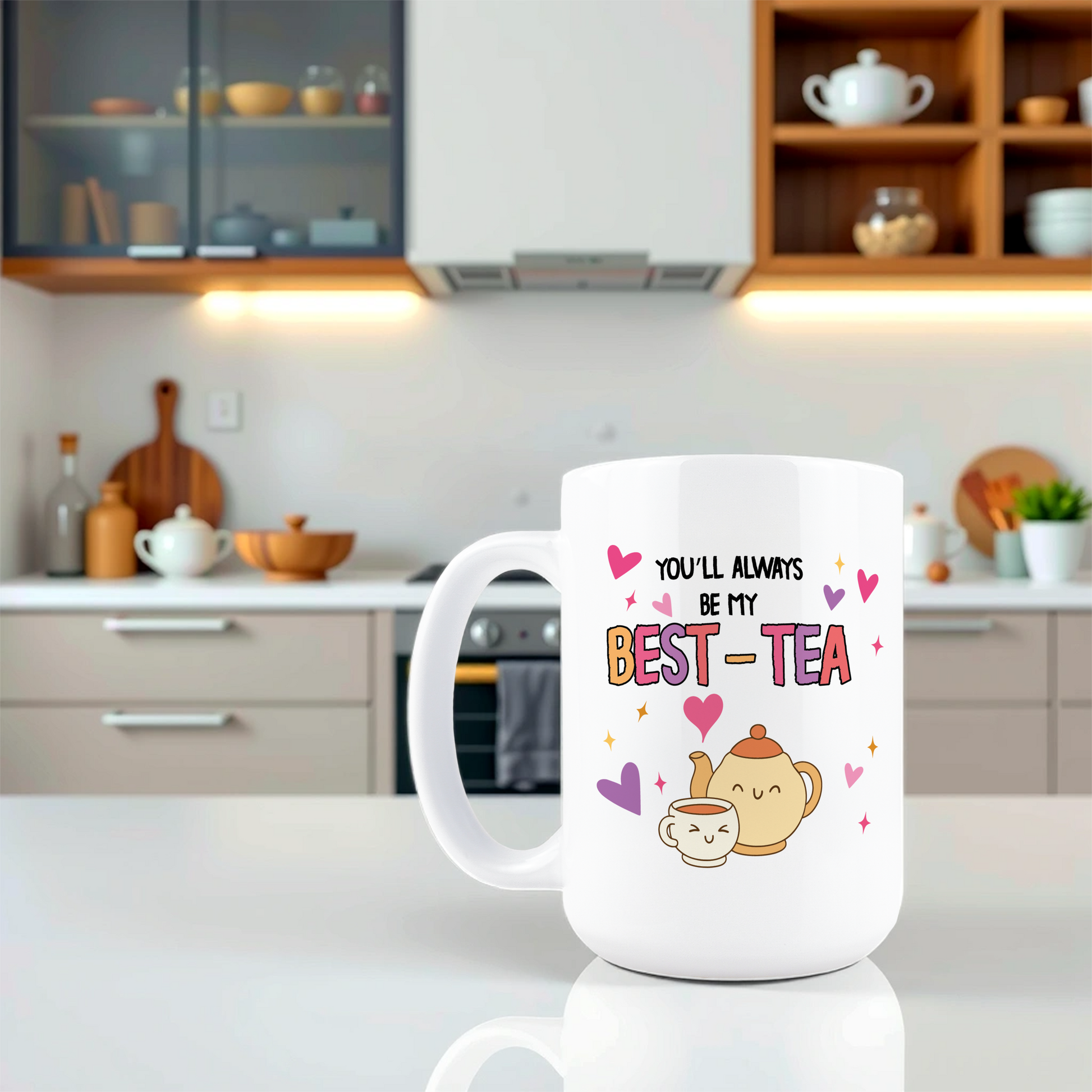 Lifestyle shot of cute best friend coffee mug gift