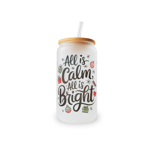 Christmas Glass Can - All Is Calm