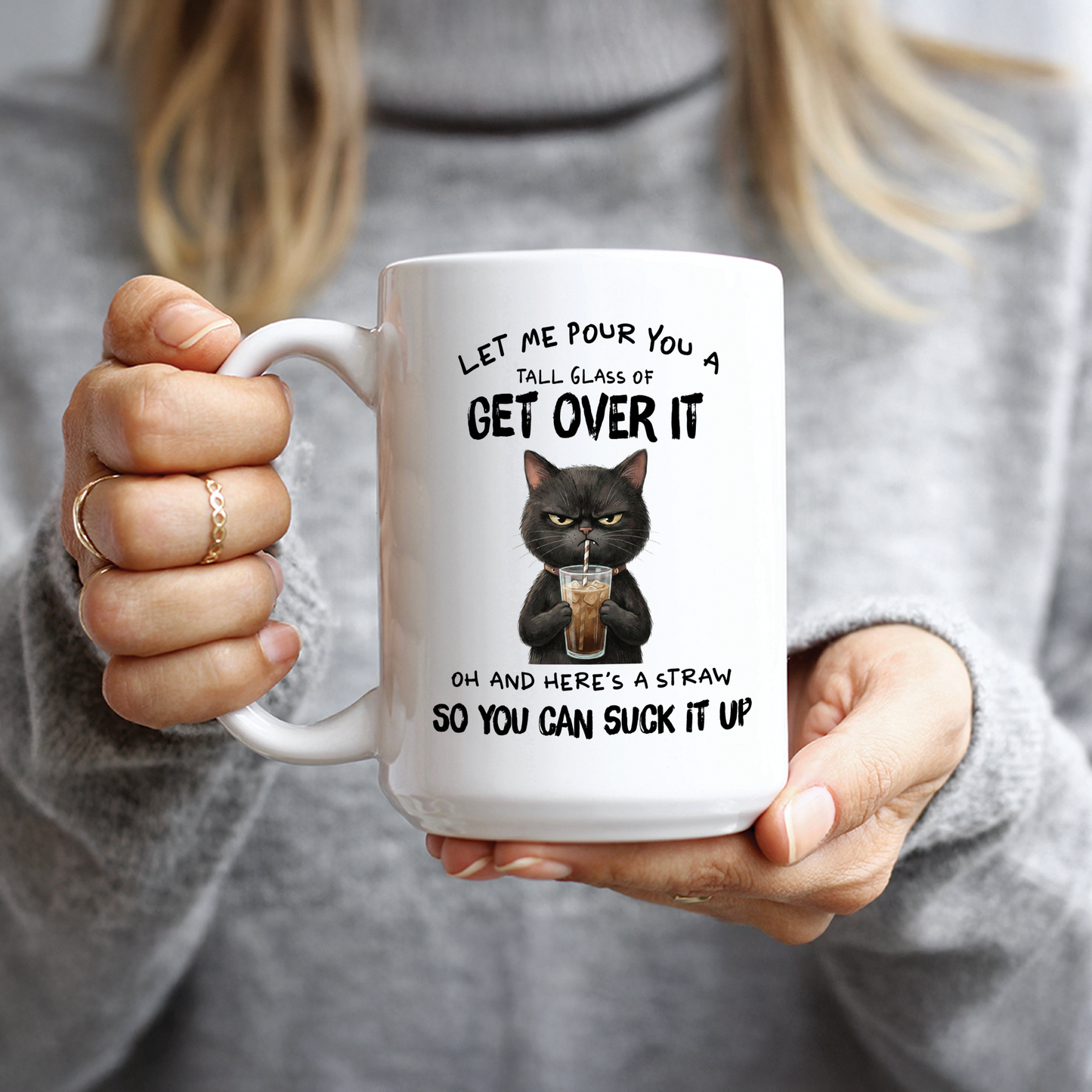 Get Over It Cat Coffee Mug