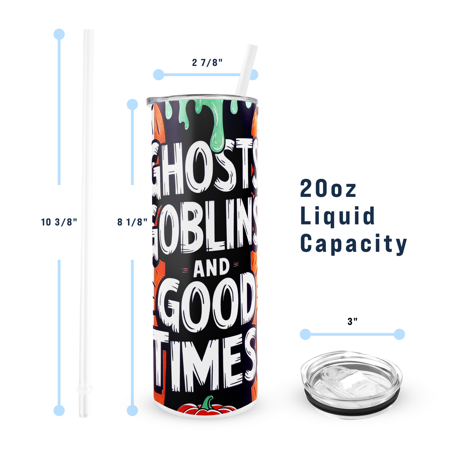 Halloween 20oz Glow in the Dark Tumbler - Ghosts Goblins and Good Times