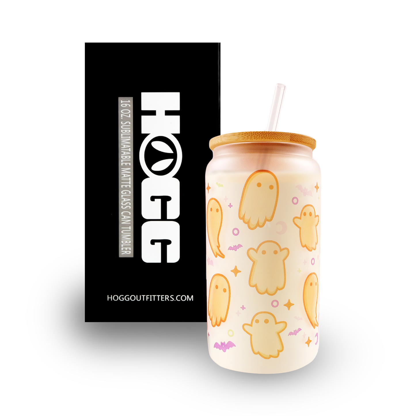 Halloween Glass Can - Ghosts