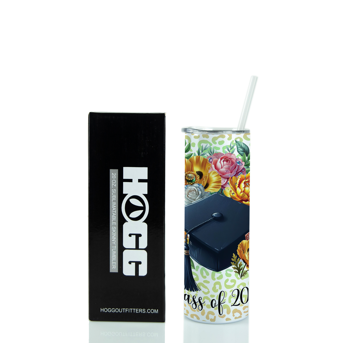 20oz Graduation Tumbler - Leopard Floral Graduate
