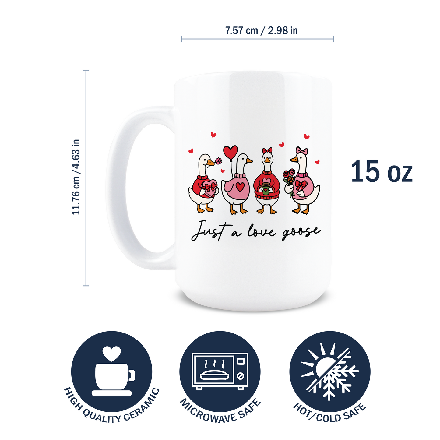 Dimensions of 15oz ceramic coffee mug