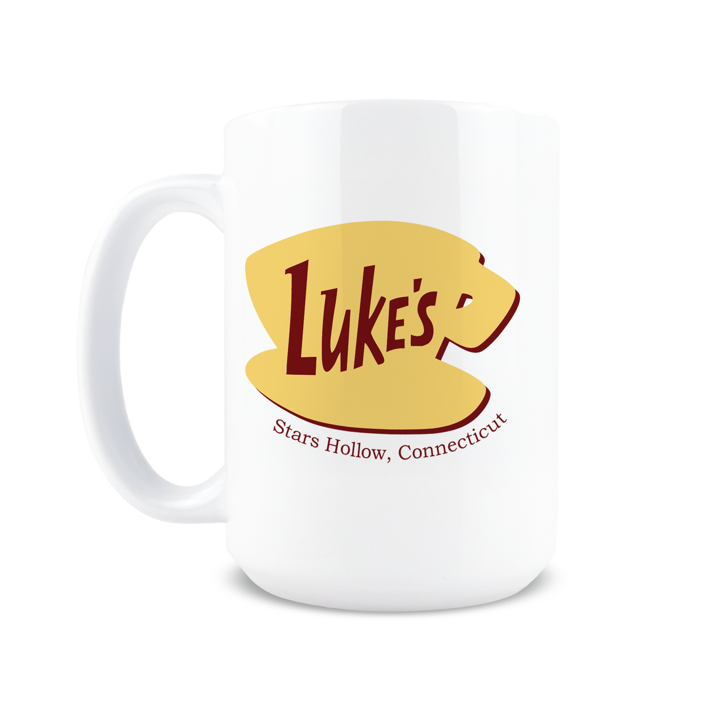 Front view of nostalgic Luke's Diner Stars Hollow Connecticut pop culture coffee mug
