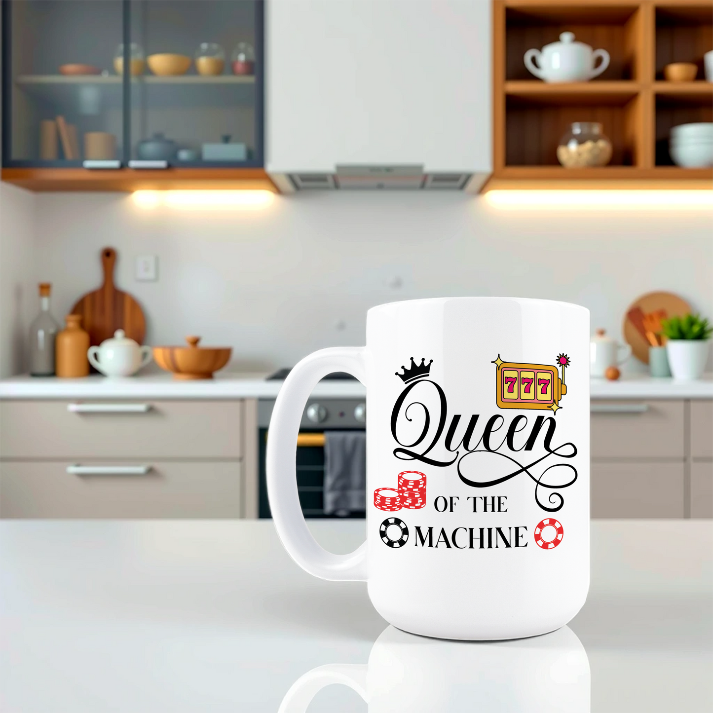 Lifestyle shot of lucky slot machine coffee mug