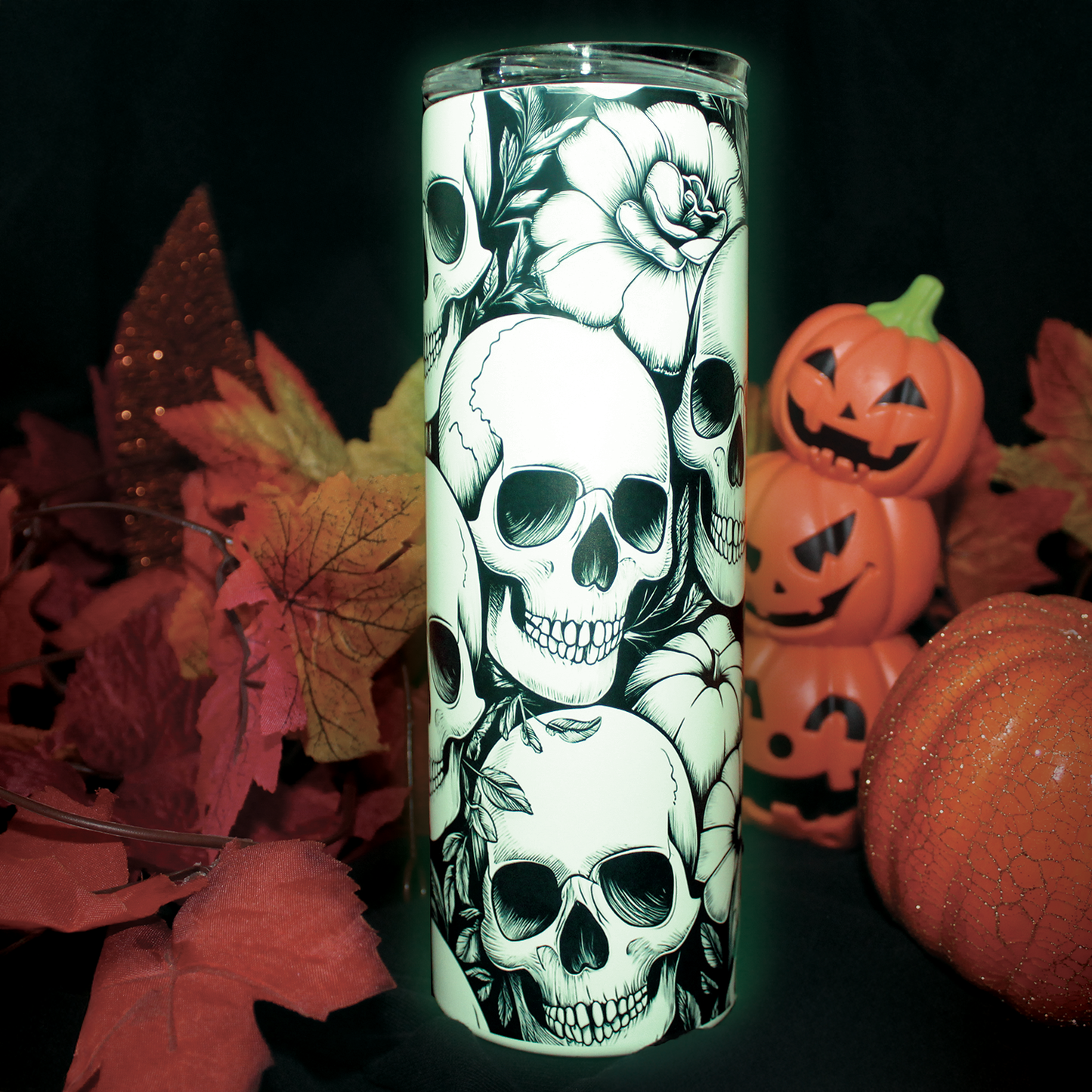 Halloween 20oz Glow in the Dark Tumbler - Skulls