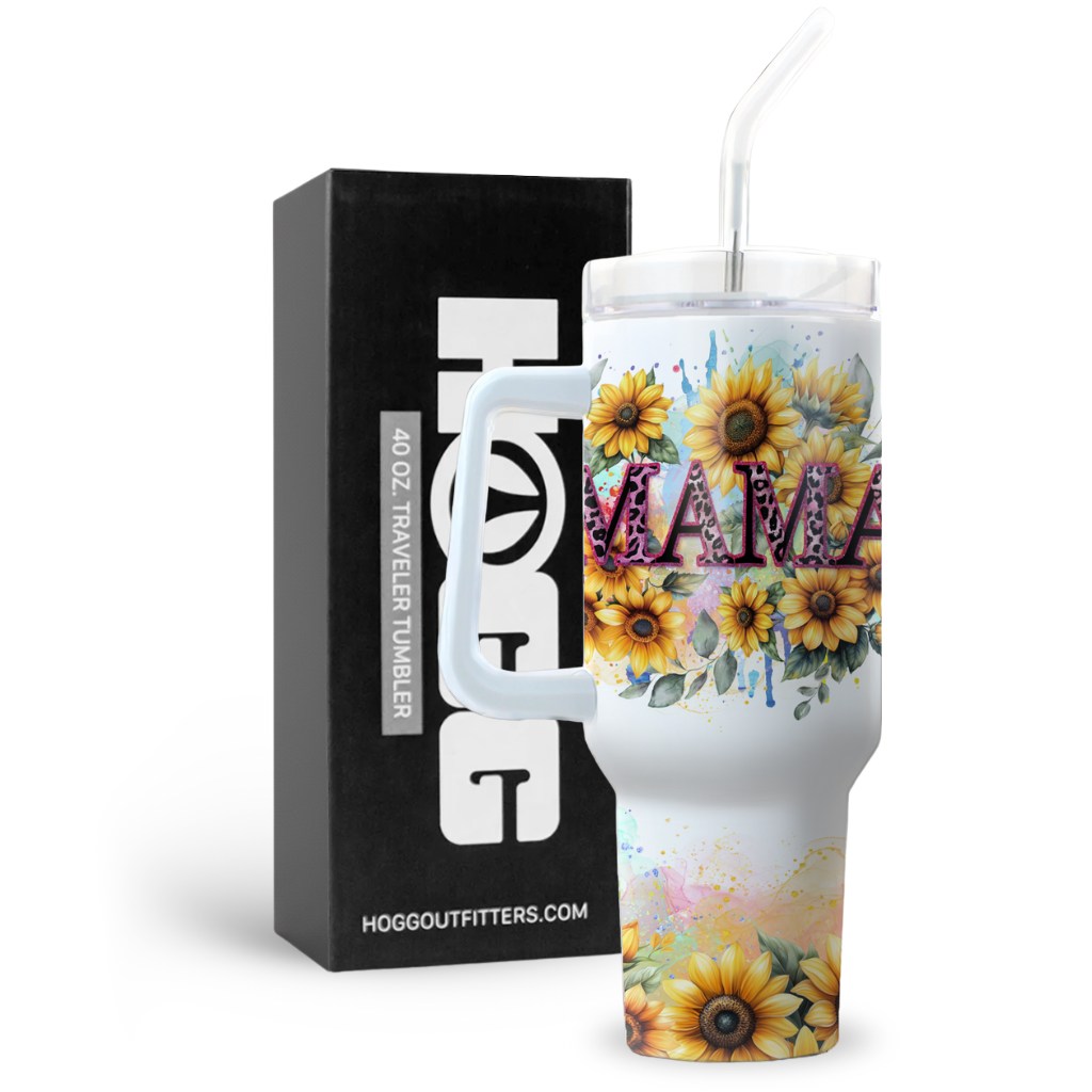 40oz Traveler Tumbler for Mom - Sunflower Mama