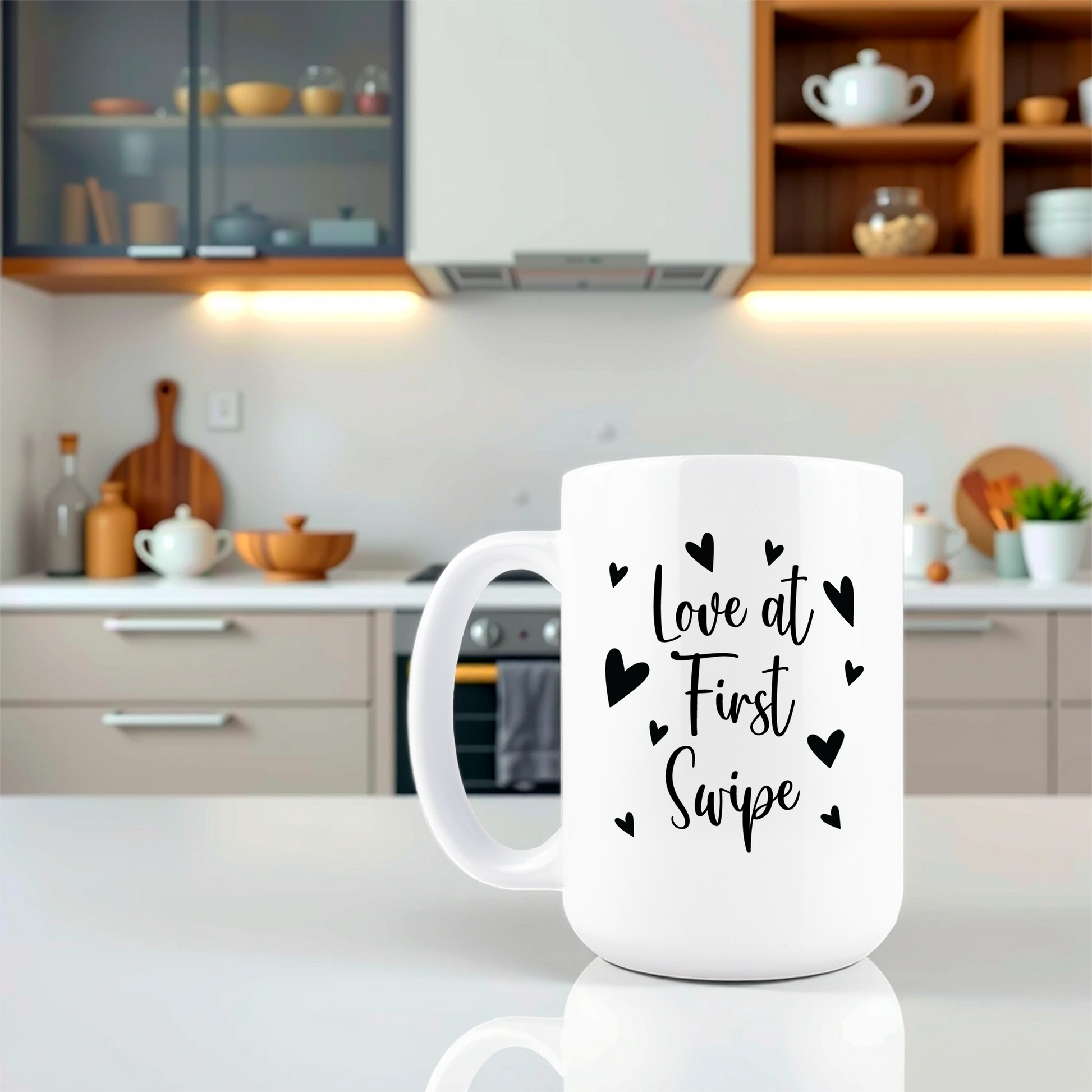 Lifestyle shot of romantic coffee mug for couples who met online