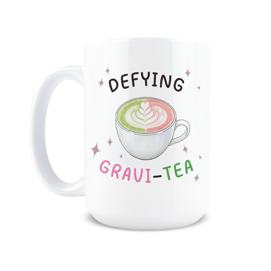 Defying Gravi-Tea Coffee Mug