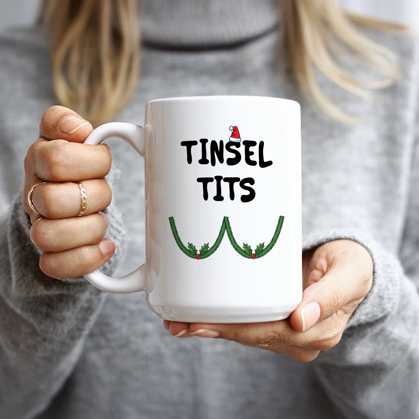 Tinsel Tits Christmas Coffee Mug