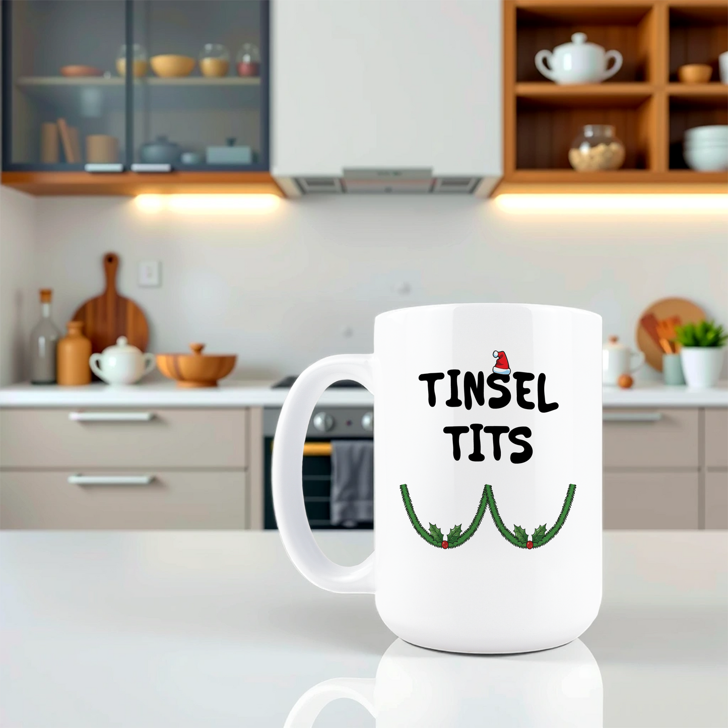 Tinsel Tits Christmas Coffee Mug