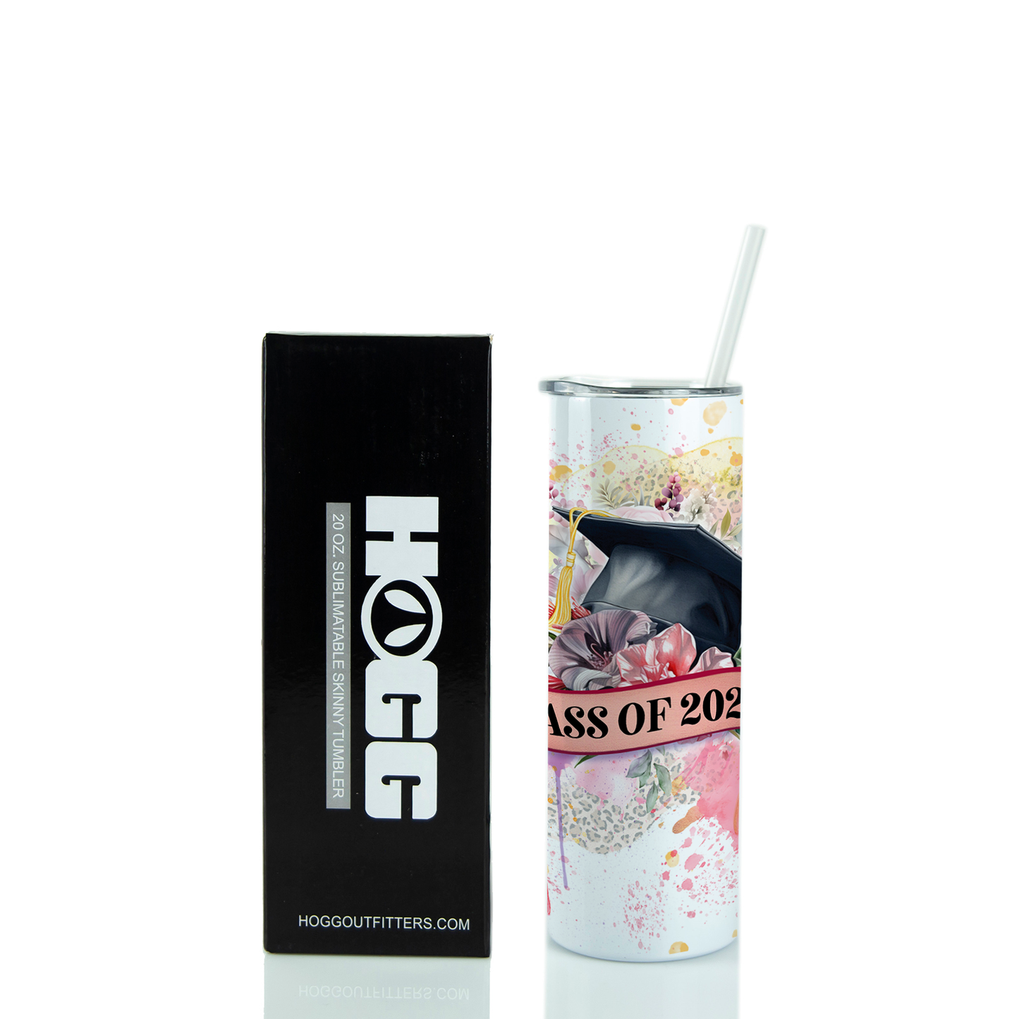 20oz Graduation Tumbler - Watercolor and Flowers