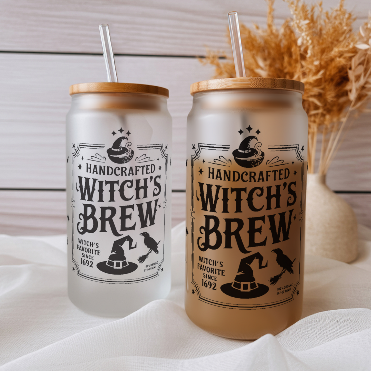 Halloween Glass Can - Witches Brew