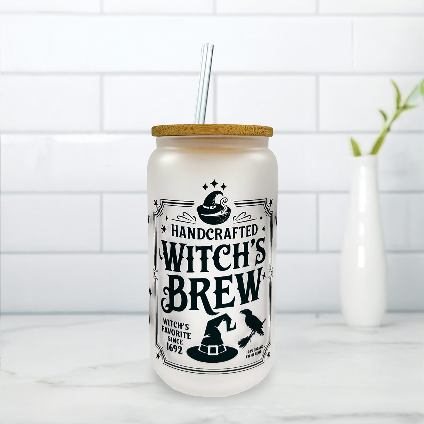 Halloween Glass Can - Witches Brew
