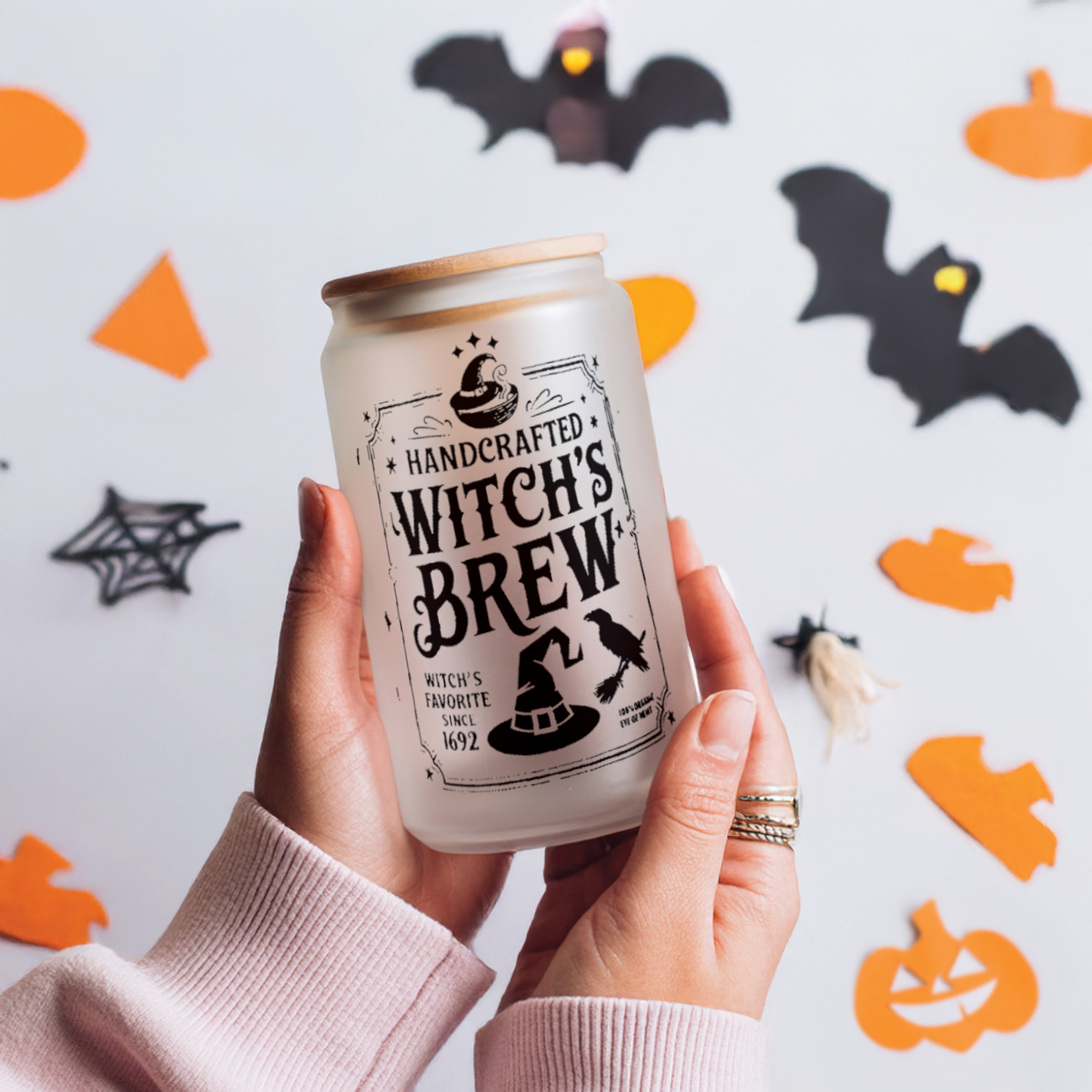 Halloween Glass Can - Witches Brew