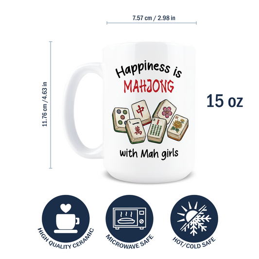 Dimensions of 15oz white ceramic coffee mug
