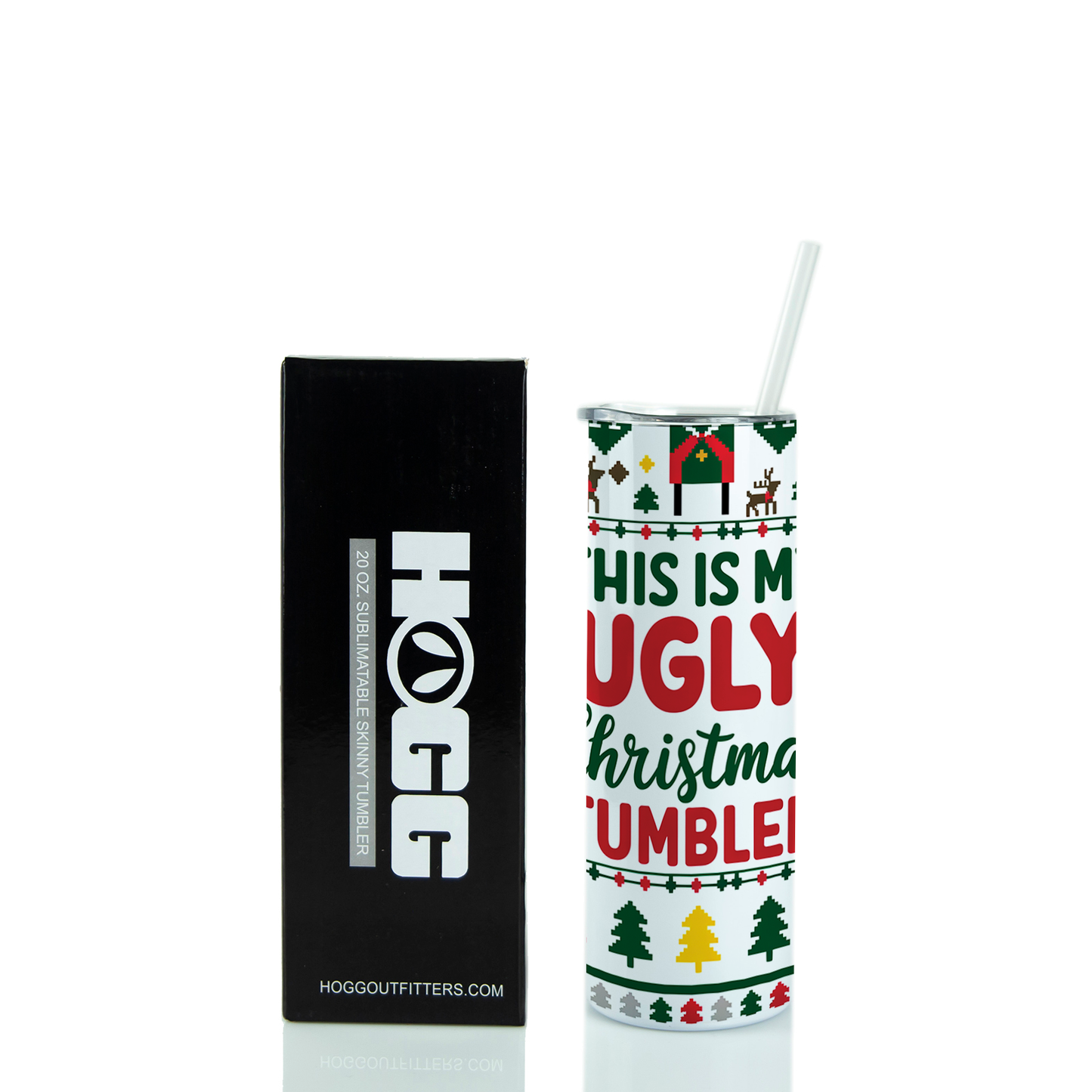 Christmas 20oz Skinny Tumbler - Ugly Christmas Sweater